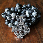 Ancestral Path Mala with Black Obsidian and Larvikite