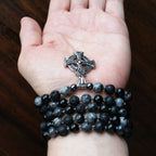 Ancestral Path Mala with Black Obsidian and Larvikite