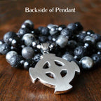 Ancestral Path Mala with Black Obsidian and Larvikite