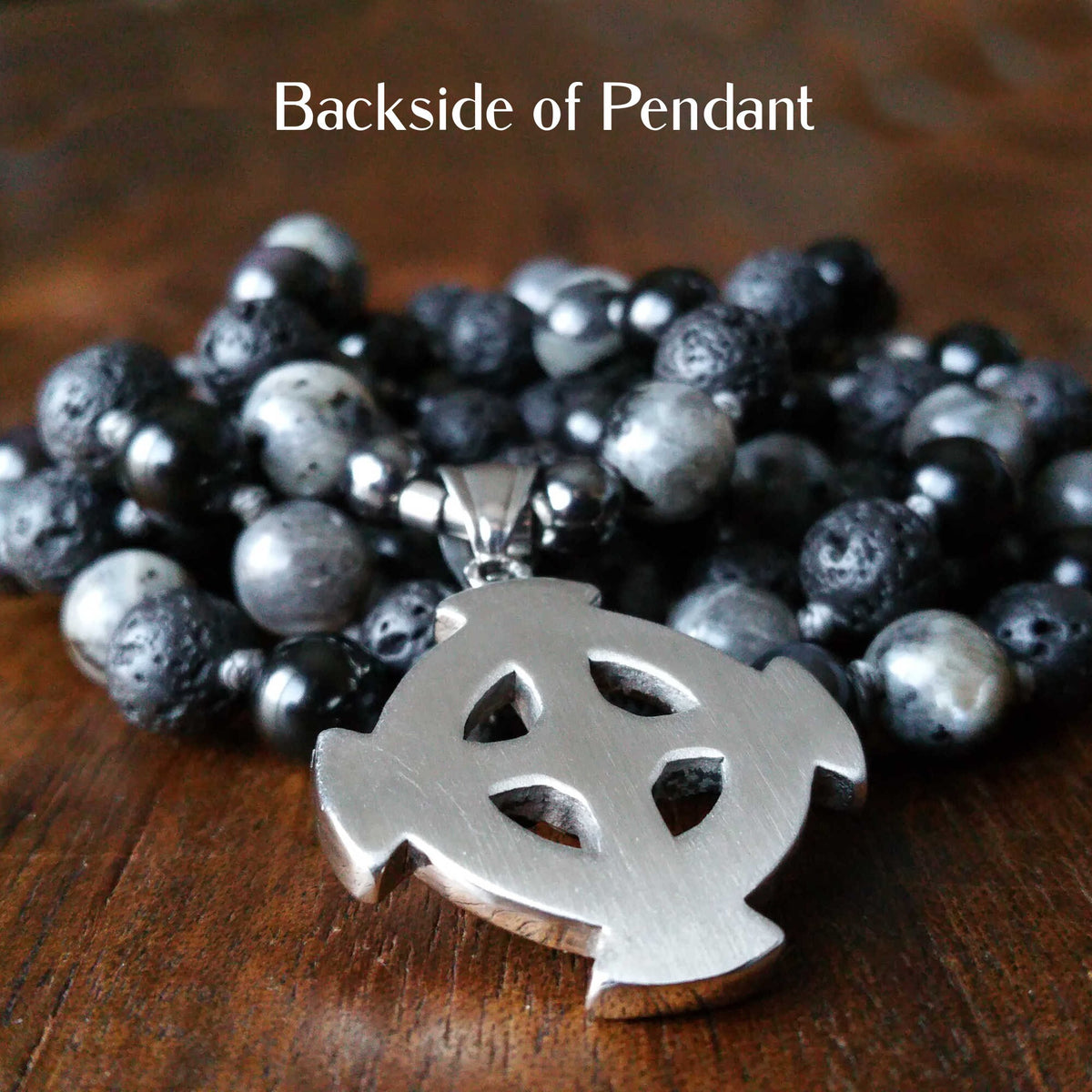Ancestral Path Mala with Black Obsidian and Larvikite