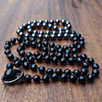 Infinite Shield Mala with Hematite, Black Obsidian, and Black Onyx
