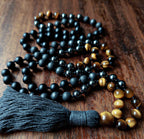 Warrior’s Calm Mala with Shungite, Hematite, Tiger’s Eye, and Onyx beads