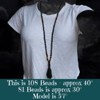 Warrior’s Calm Mala with Shungite, Hematite, Tiger’s Eye, and Onyx beads