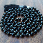 Sovereign Moon Mala with Black Obsidian and Silver Knots