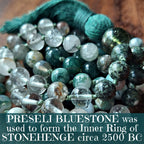 Standing Stones Mala with Preseli Bluestone, Phantom Quartz, Tree Agate, and Moss Agate