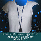 Heaven and Earth Mala with Celestite, African Blue Opal, and Sandalwood