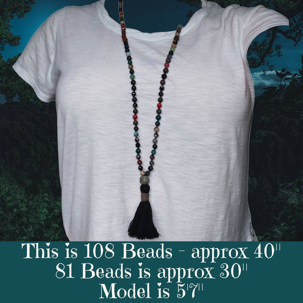 Black Dragon Mala with 54 Crystals and Gemstones