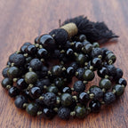 Serpent Stone Mala with Black Obsidian, Serpentine, and Lava Stone