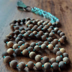Verdant Heart Mala with Fluorite and Sandalwood