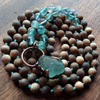 Verdant Heart Mala with Fluorite and Sandalwood