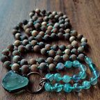 Verdant Heart Mala with Fluorite and Sandalwood