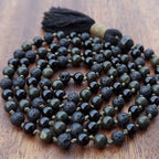 Serpent Stone Mala with Black Obsidian, Serpentine, and Lava Stone