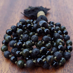 Serpent Stone Mala with Black Obsidian, Serpentine, and Lava Stone