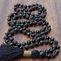 Serpent Stone Mala with Black Obsidian, Serpentine, and Lava Stone