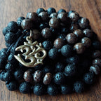 Sacred Ground Mala with Brown Snowflake Obsidian and Lava Stone
