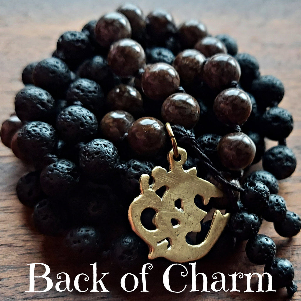 Sacred Ground Mala with Brown Snowflake Obsidian and Lava Stone
