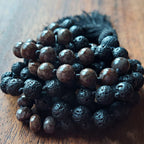 Earthfire Mala with Brown Snowflake Obsidian and Lava Stone