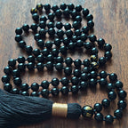 Enlightened Flame Mala with Black Obsidian