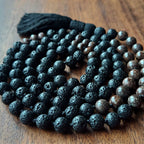 Earthfire Mala with Brown Snowflake Obsidian and Lava Stone