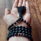 Earthfire Mala with Brown Snowflake Obsidian and Lava Stone