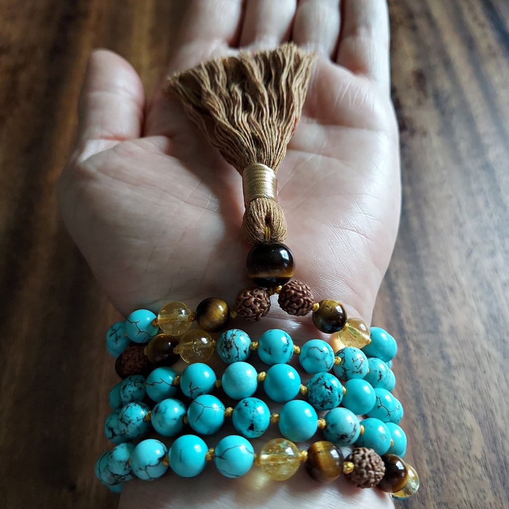 Turquoise and Tiger's Eye Yoga Mala