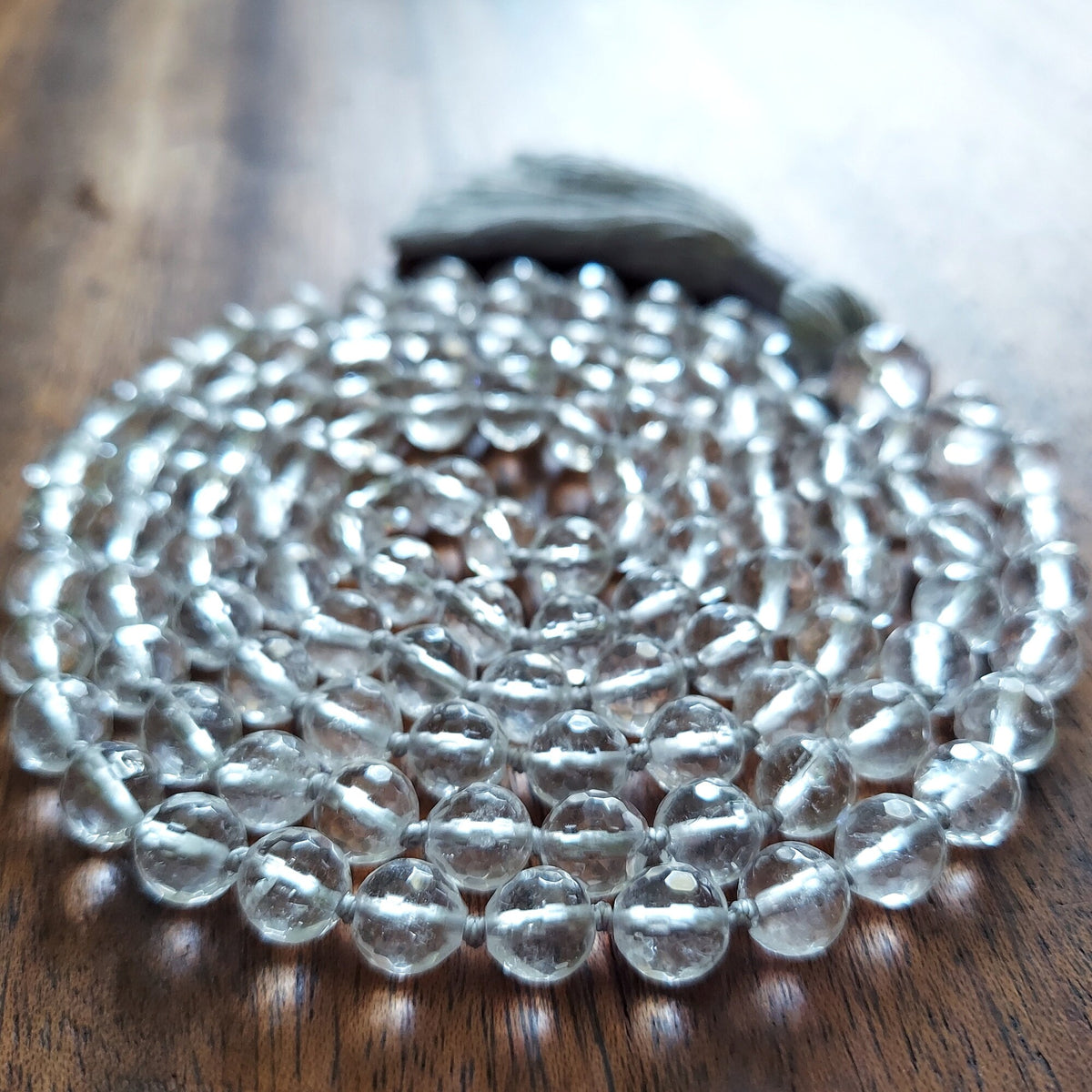 Light Mala with Faceted Clear Quartz