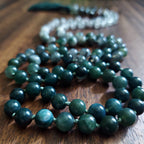 Standing Stones Mala with Preseli Bluestone, Phantom Quartz, Tree Agate, and Moss Agate