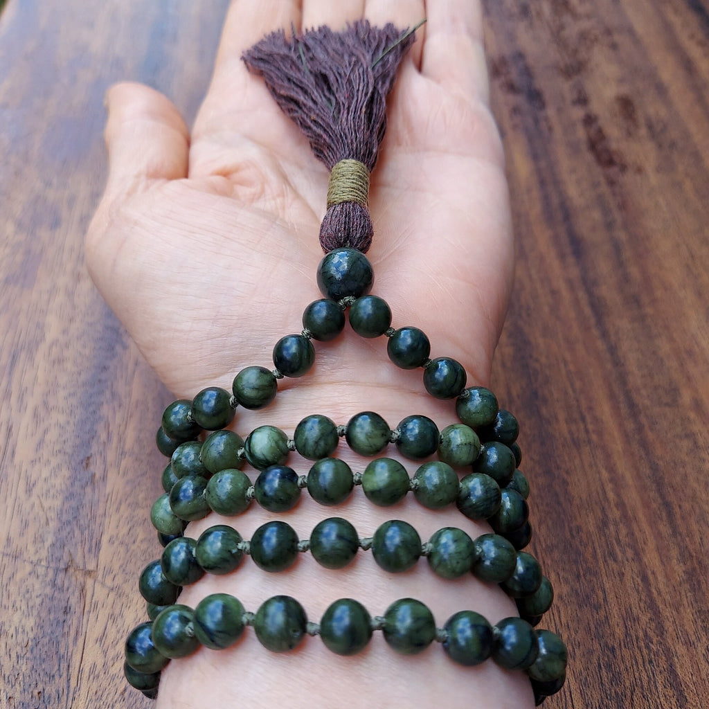 Good Luck Mala with Green Jade