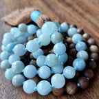Anchored Tides Aquamarine and Sandalwood Mala