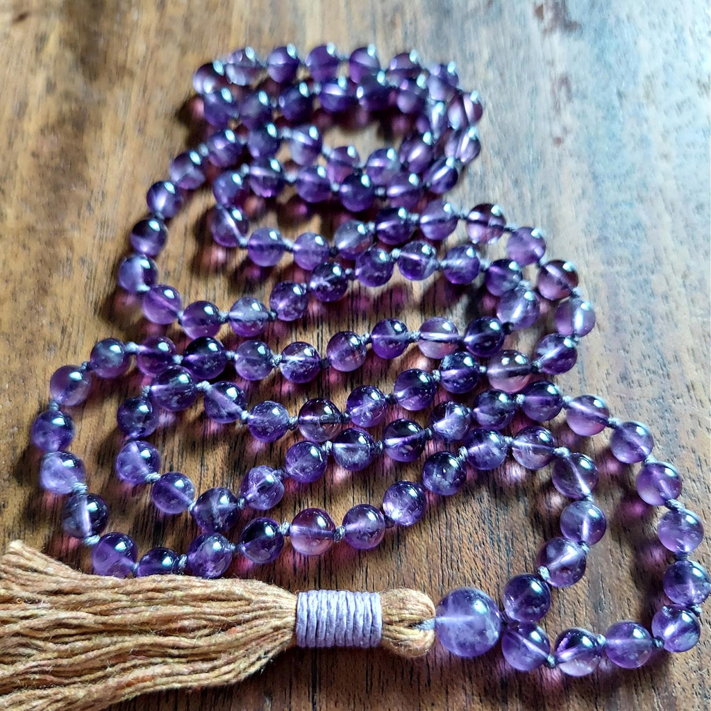 Light Spirit Amethyst Mala with 6mm Beads