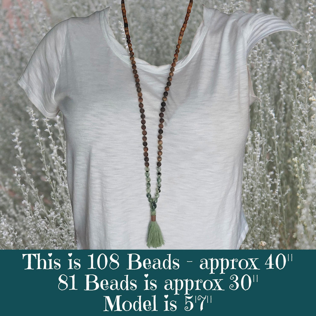 Sage and Sandalwood Mala with Prehnite