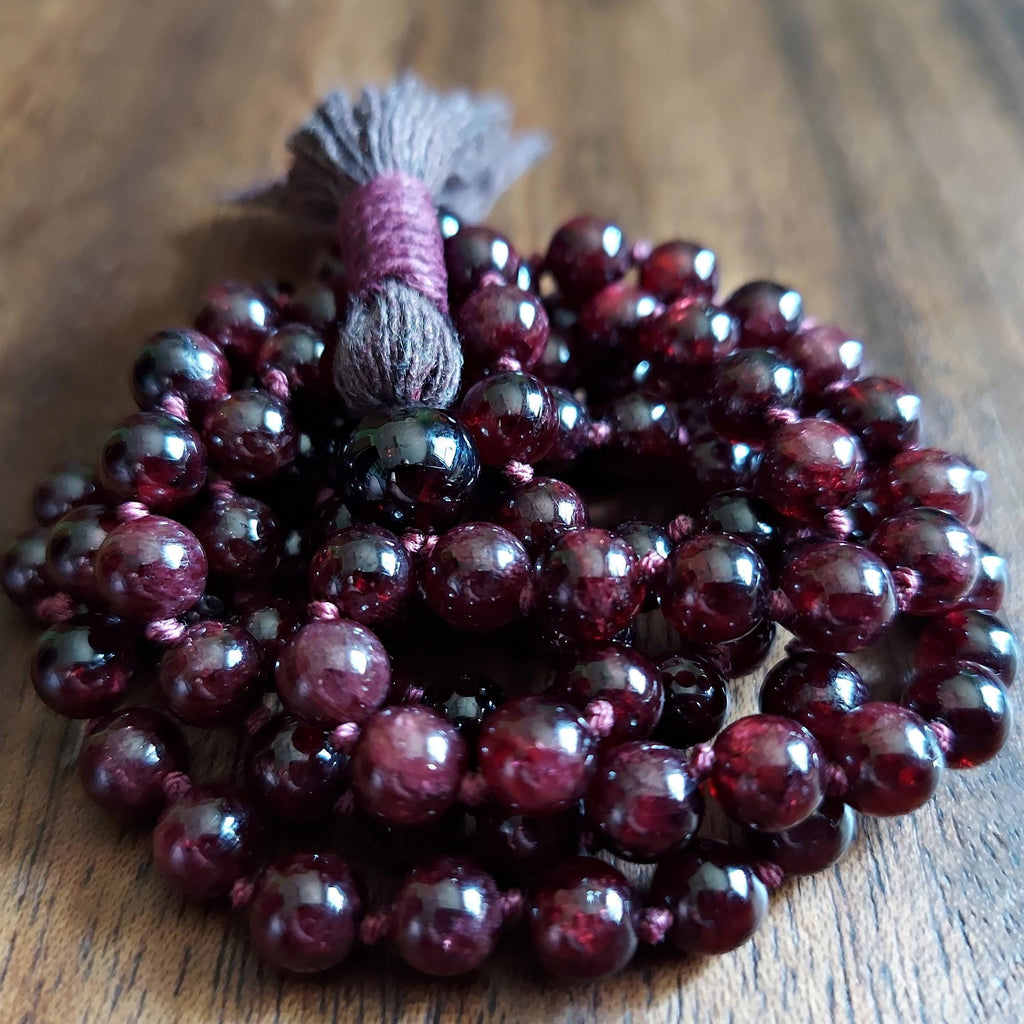 Heartfire Mala with Garnet 6mm Beads
