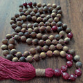 Dragon Heart Mala with Ruby and Sandalwood