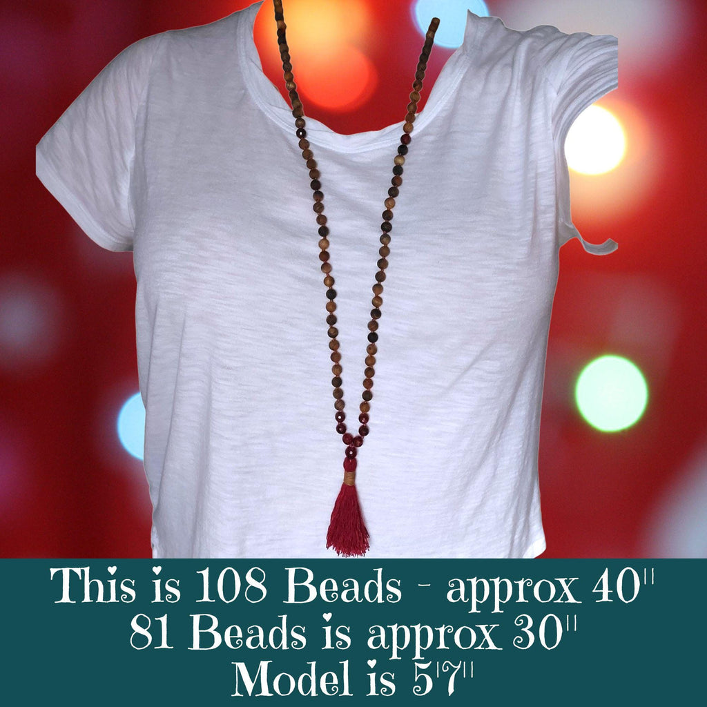 Dragon Heart Mala with Ruby and Sandalwood