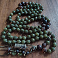 Sacred Harmony Mala with Green Jade, Brown Fire Agate, and Ebony Wood
