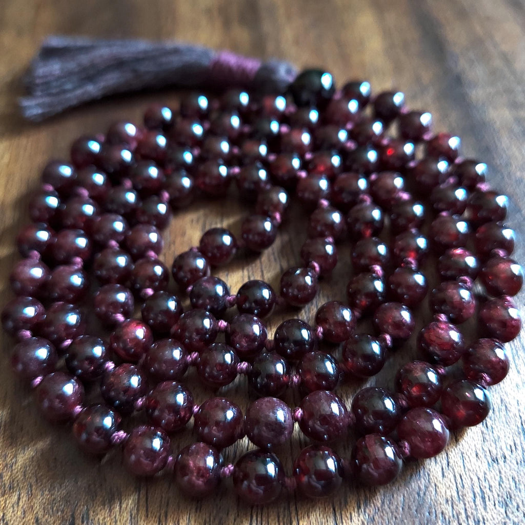 Heartfire Mala with Garnet 6mm Beads