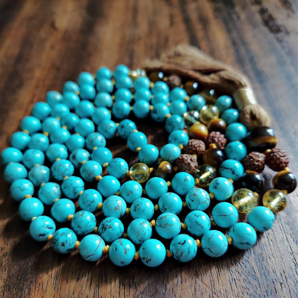 Turquoise and Tiger's Eye Yoga Mala