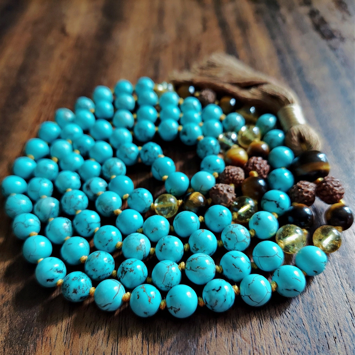 Turquoise and Tiger's Eye Yoga Mala