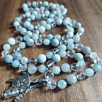 Ancient Waters Sea Turtle Mala with Aquamarine and Clear Quartz