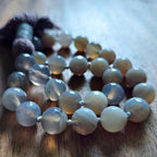 Inner Peace Pocket Mala with Chunky Faceted Gray Striped Agate