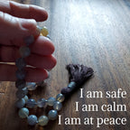 Inner Peace Pocket Mala with Chunky Faceted Gray Striped Agate