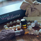 Inner Peace Pocket Mala with Chunky Faceted Gray Striped Agate