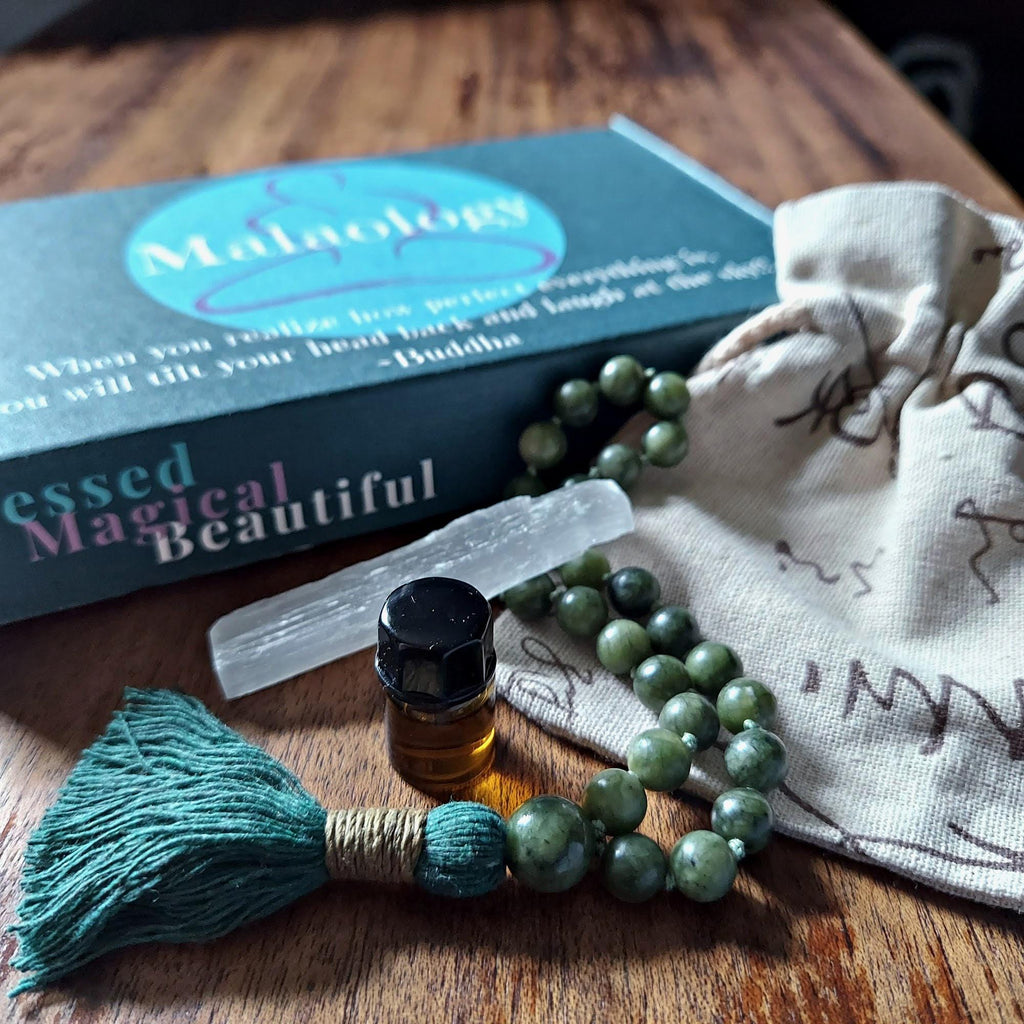 Good Luck Pocket Mala with Green Jade