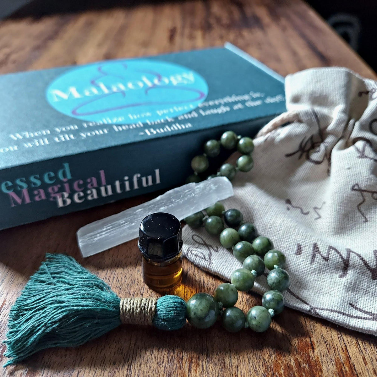 Good Luck Pocket Mala with Green Jade