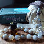 Inner Peace Pocket Mala with Chunky Faceted Gray Striped Agate