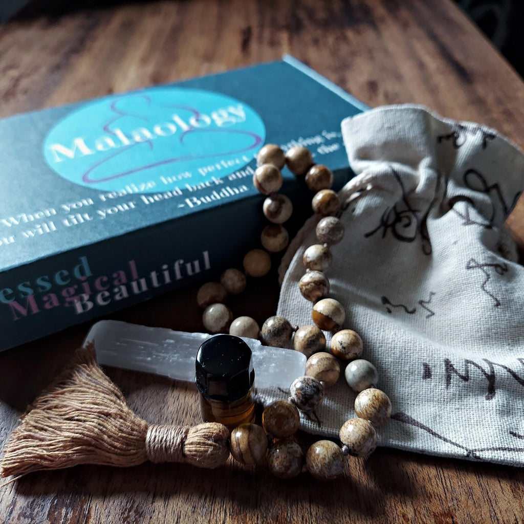 Stone Circle Pocket Mala with Picture Jasper