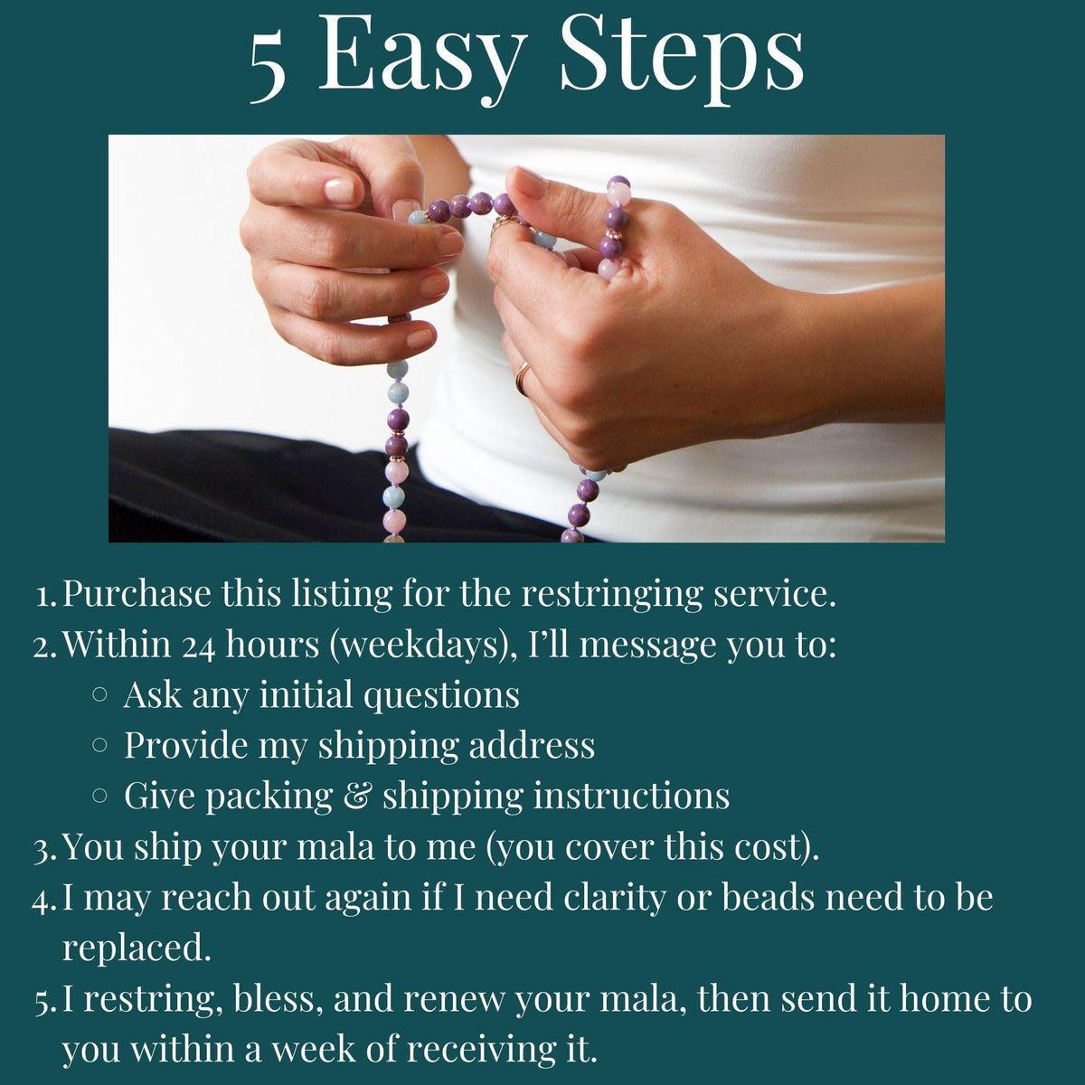 Mala Bead Necklace Restringing & Blessing