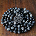 Ancestral Path Mala with Black Obsidian and Larvikite
