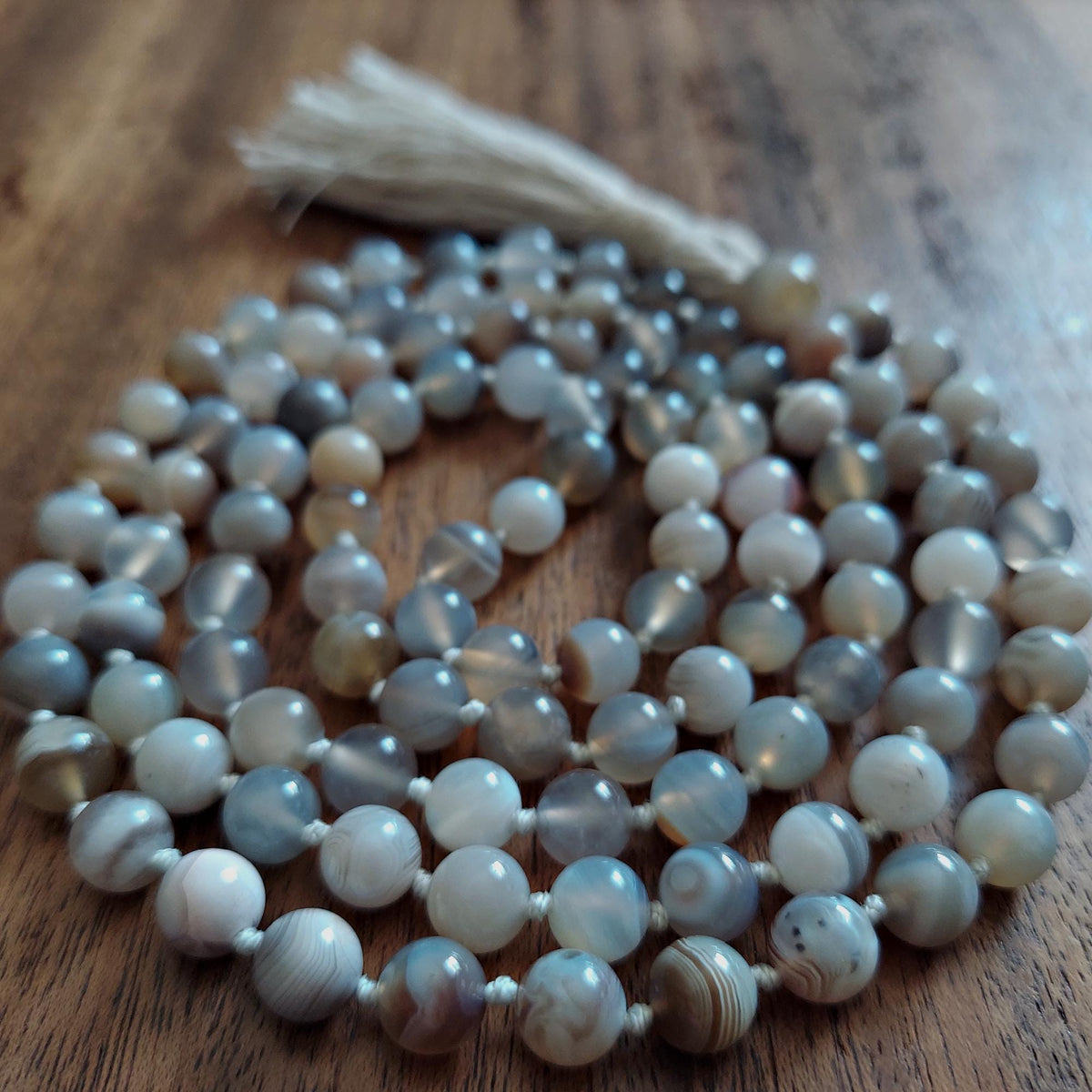 Whispered Stillness Botswana Agate Mala