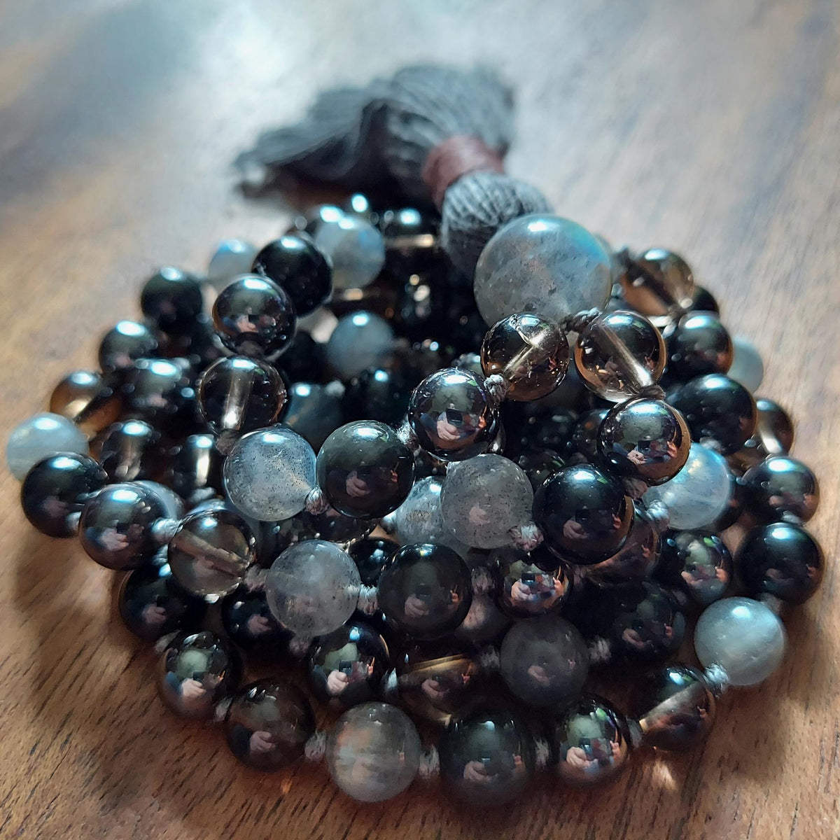 Stone and Shadow Mala with Labradorite and Hematite